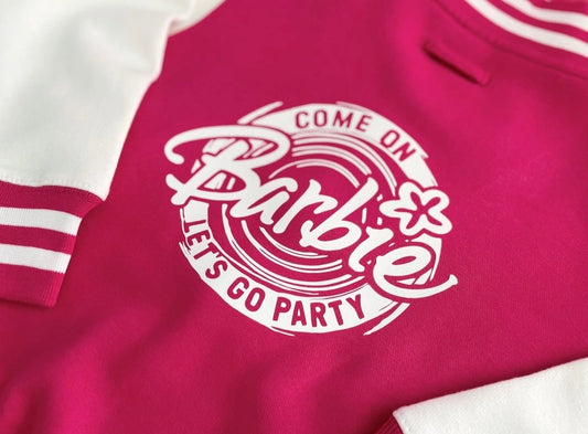 Kids Personalised Barbie Themed Varsity Jacket - Bright Pink, Children, Matching, Fashion, Popular, Birthday, Christmas, Gift, Fashion, Ken