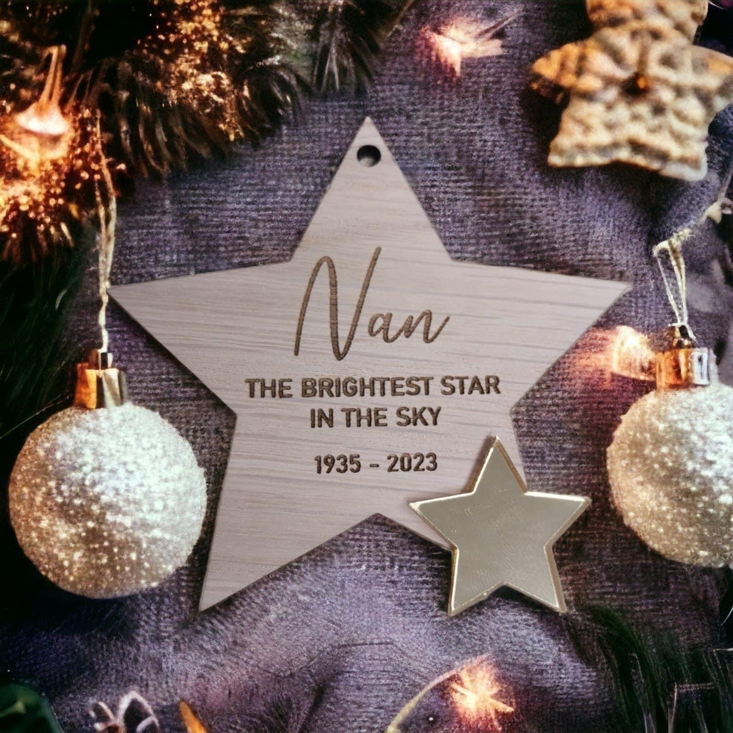 Special Brightest Star Memorial Bauble - Personalised Christmas Ornament, Keepsake, Family, Mum, Dad, Nan, Grandad, Sister, Brother, Baby