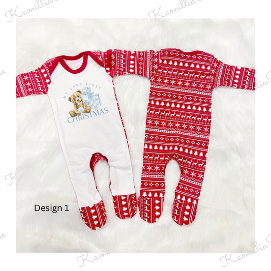 Personalised Red Christmas Print - First Christmas Pyjamas, Children, New Baby, Christmas 2024, 1st Christmas, Special, Keepsake