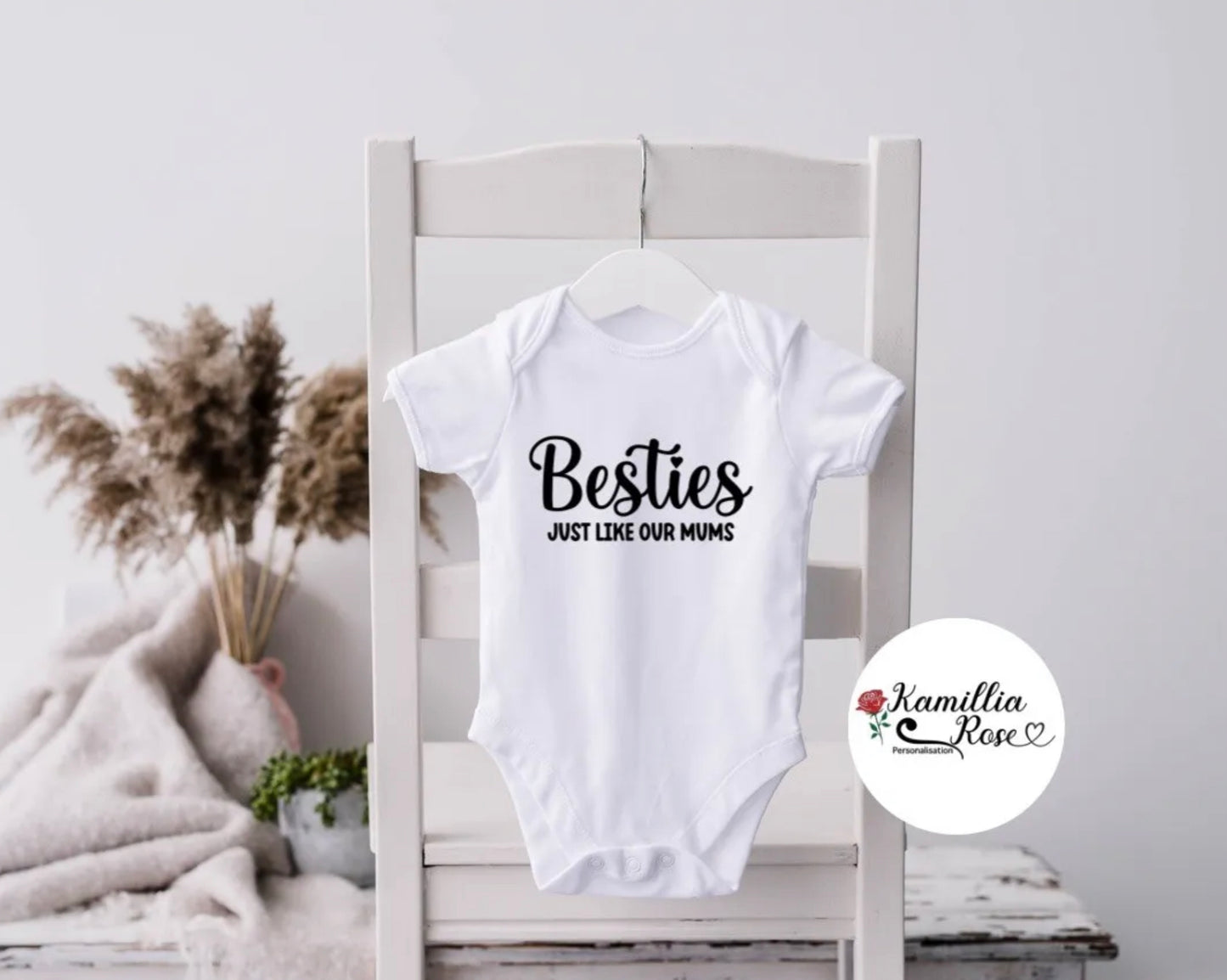 Besties, just like our mums - Personalised Baby Vest