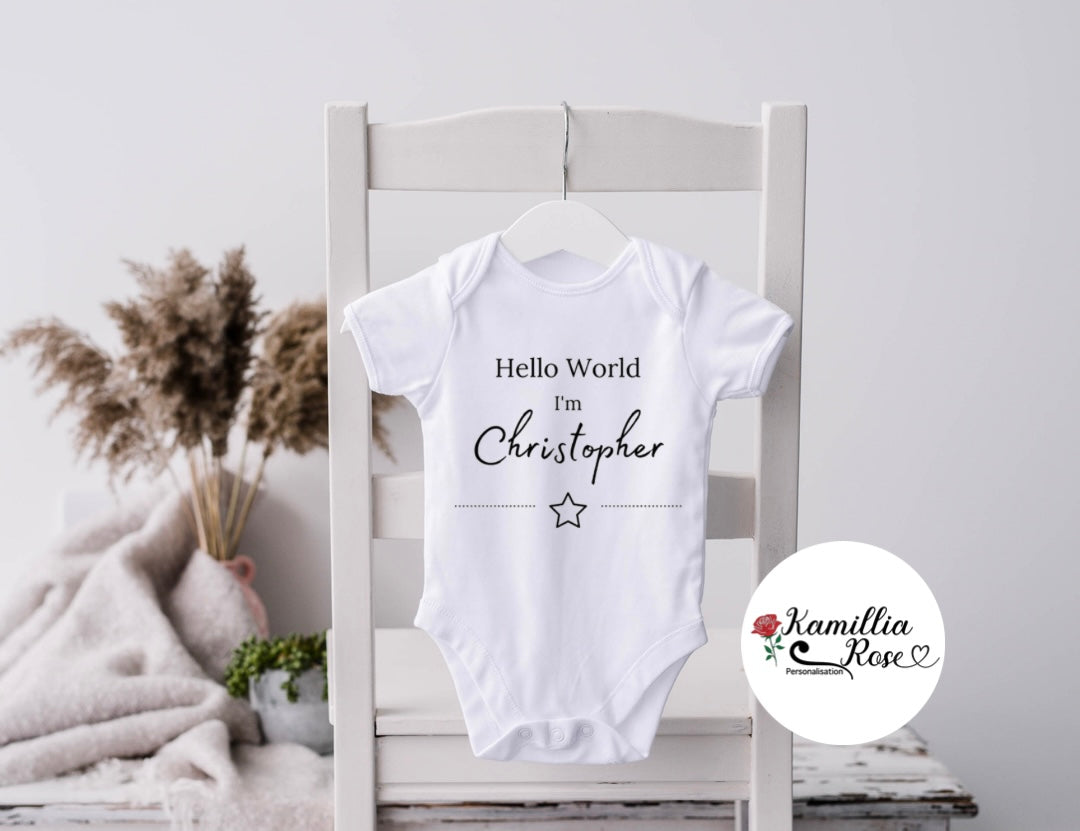 Hello World - Personalised Baby Vest