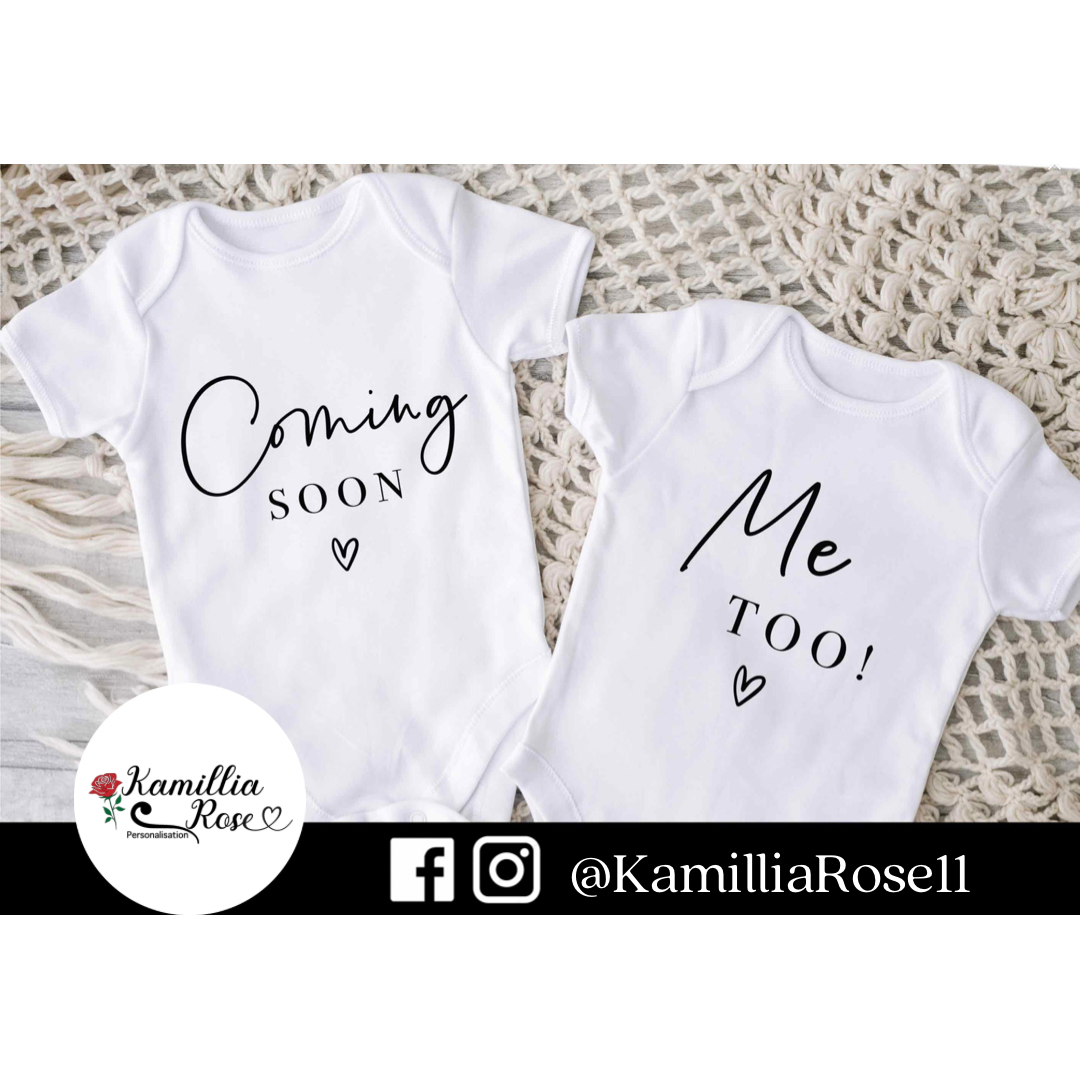 Coming Soon - Me too! - Twin Baby Vests