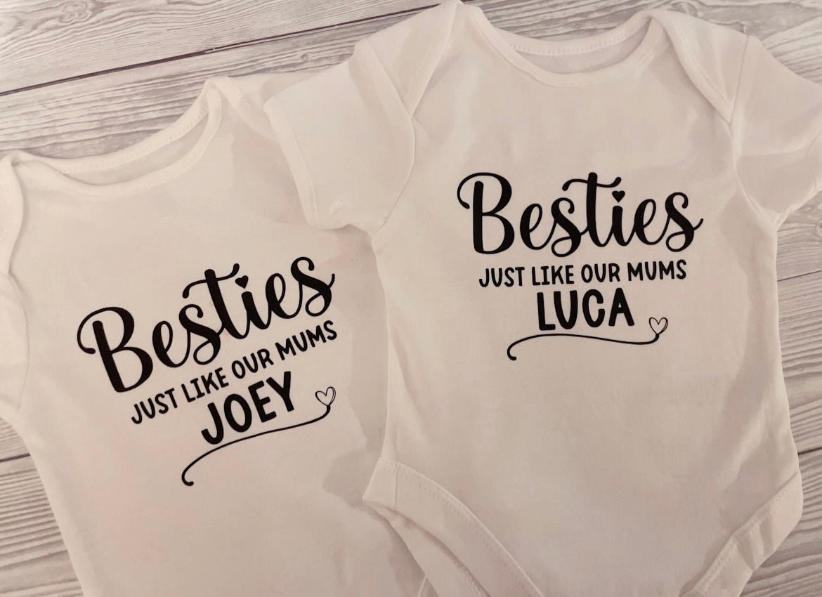 Besties just like our Mums/ Moms | Baby Vest | Matching | Best Friends | Unisex | Besties | Personalised Vests | Multiple Sizes | Customised