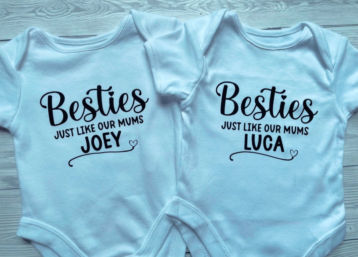 Besties just like our Mums/ Moms | Baby Vest | Matching | Best Friends | Unisex | Besties | Personalised Vests | Multiple Sizes | Customised