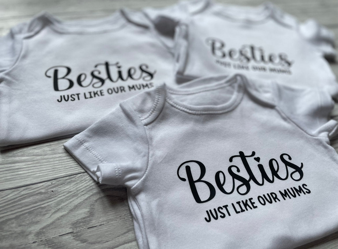 Besties just like our Mums | Baby Vest | Matching | Best Friends | Unisex | Besties | Personalised Vests | Multiple Sizes | Customised