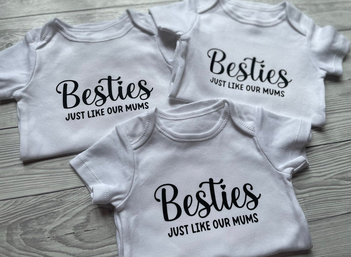 Besties just like our Mums/ Moms | Baby Vest | Matching | Best Friends | Unisex | Besties | Personalised Vests | Multiple Sizes | Customised