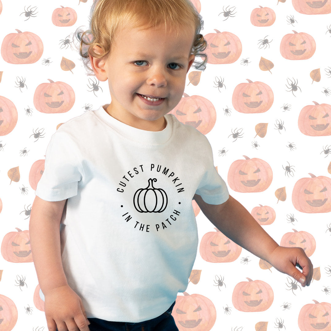 Cutest Pumpkin in the Patch - T-Shirt | Boy | Girl | Baby | Unisex | Personalised T-Shirt | Special | Keepsake | Halloween | Pumpkin Patch