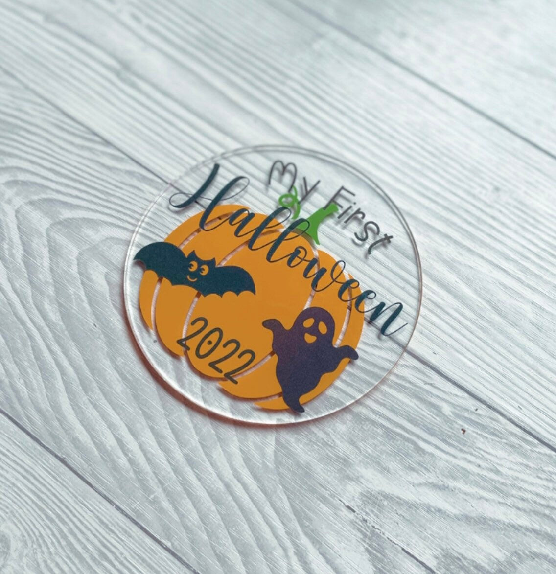 My First Halloween - Baby Sign | 1st Halloween | Keepsake | Pumpkin | Baby Halloween | Photo Prop | Milestone Disc | Reflective Vinyl