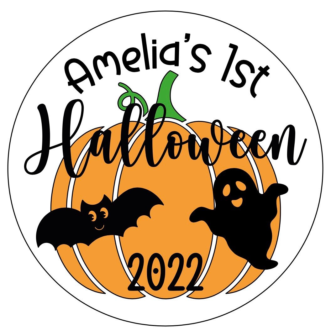 My First Halloween - Baby Sign | 1st Halloween | Keepsake | Pumpkin | Baby Halloween | Photo Prop | Milestone Disc | Reflective Vinyl