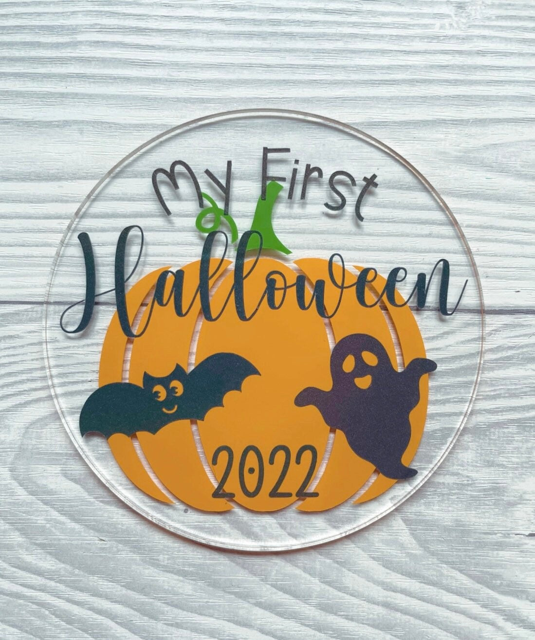 My First Halloween - Baby Sign | 1st Halloween | Keepsake | Pumpkin | Baby Halloween | Photo Prop | Milestone Disc | Reflective Vinyl