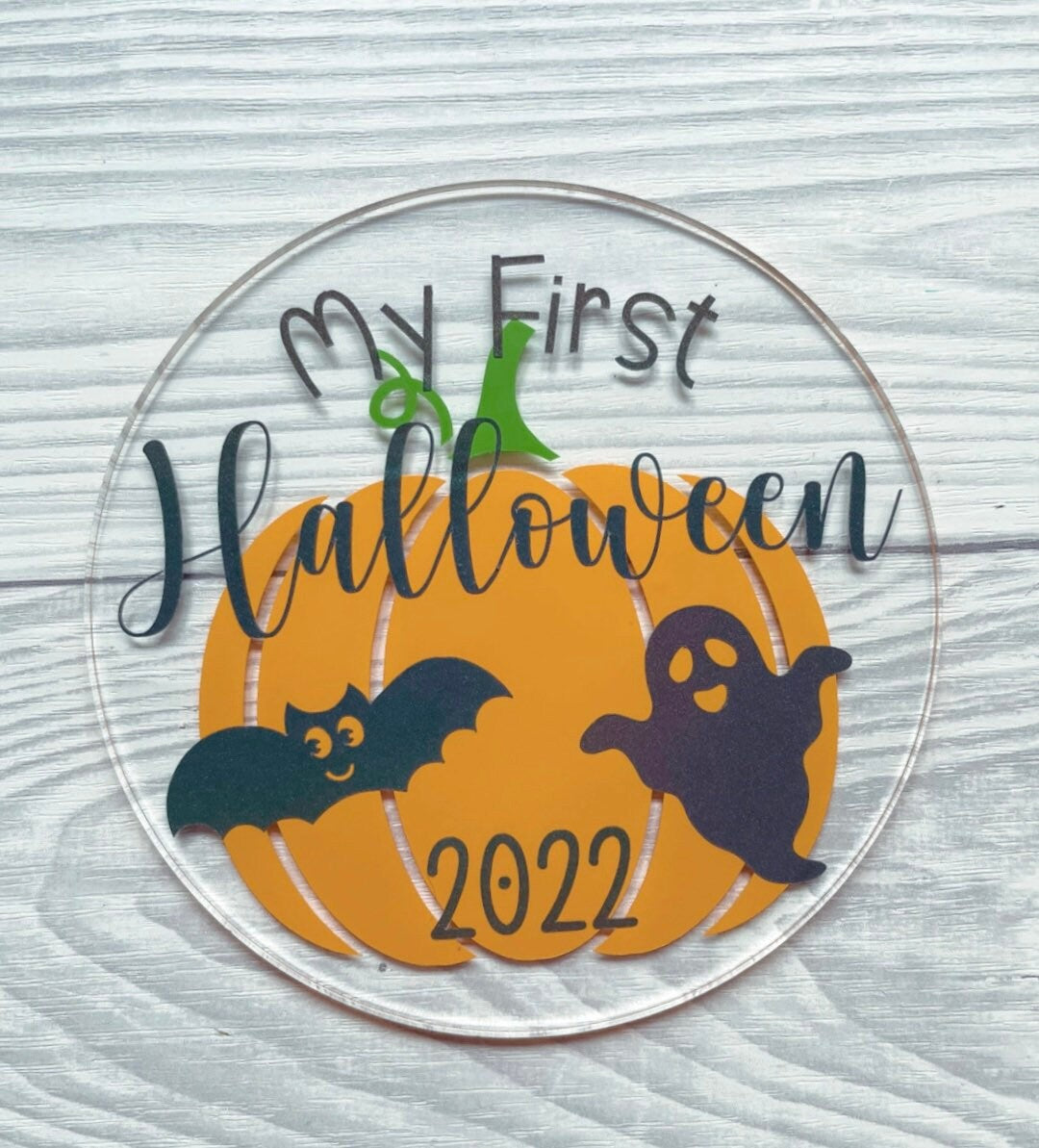 My First Halloween - Baby Sign | 1st Halloween | Keepsake | Pumpkin | Baby Halloween | Photo Prop | Milestone Disc | Reflective Vinyl