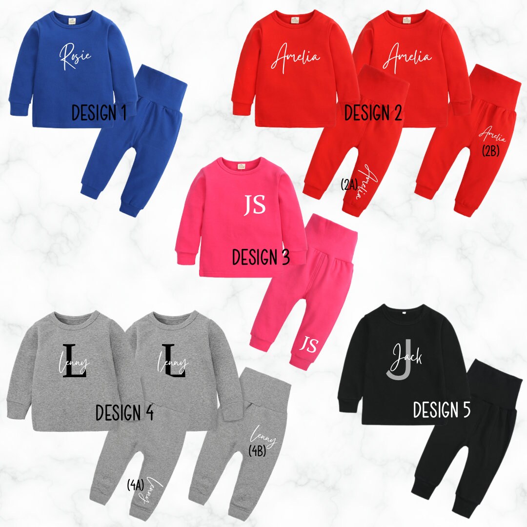 Kids Personalised Lounge Sets | Loungewear | Matching | Family | Toddler | Baby | Children | Unisex | Customised | Letter & Name | Initials