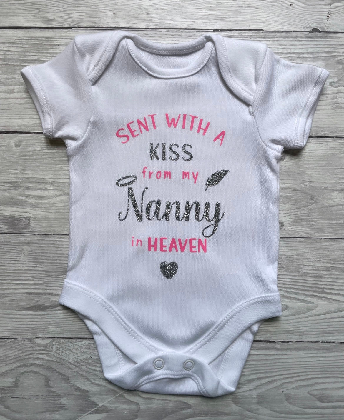 Sent with a Kiss from Heaven - Baby Vest, Baby Boy, Baby Girl, New Baby, Unisex, Personalised Vests,Special Keepsake, Customised