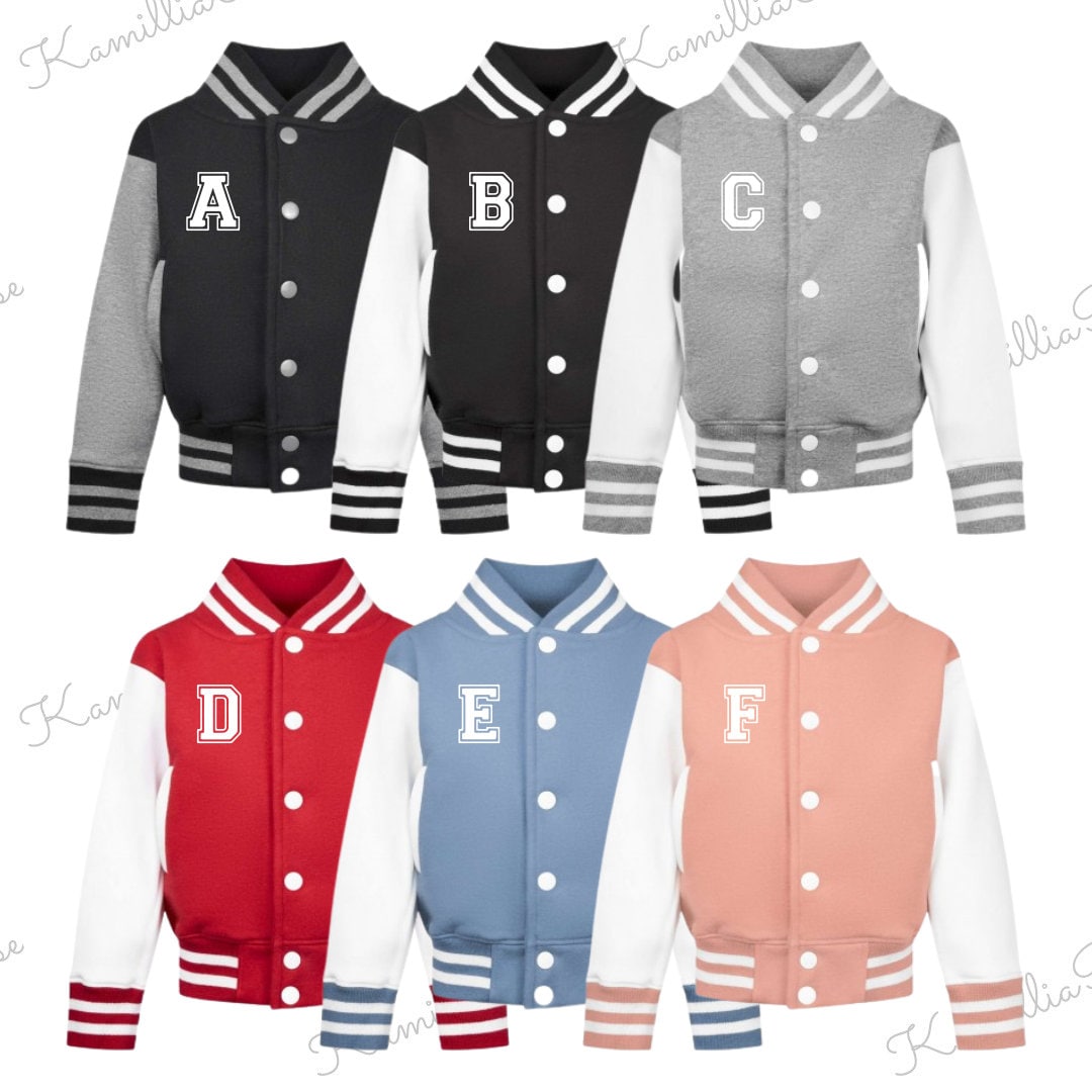 Kids Personalised Varsity Jacket - Baby, Toddler, Children, Matching, Fashion, Popular, Birthday, Christmas, Gift, Fashion