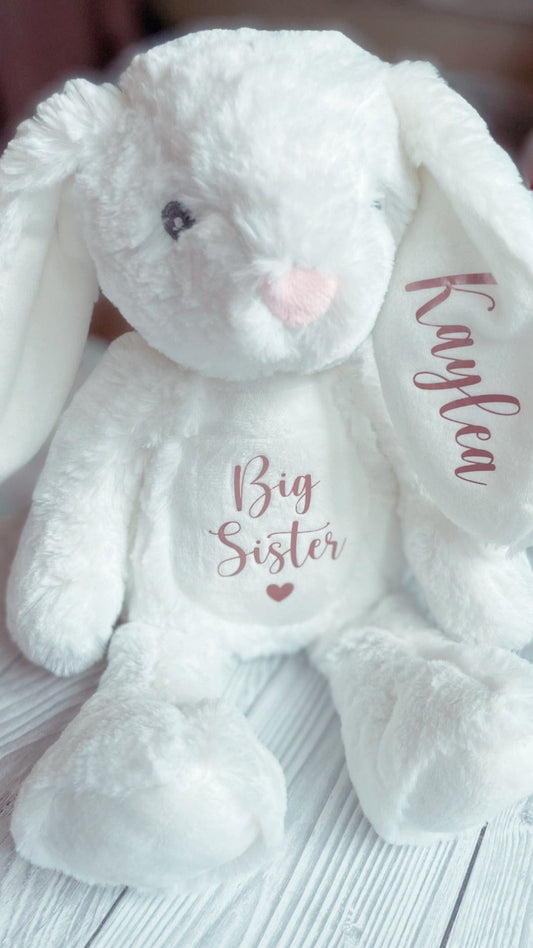 Personalised Bunny Big Sister/ Brother & Little Sister/ Brother Teddy - Special Keepsake Gift, Big Sis, Big Bro, Little Bro,Little Sis