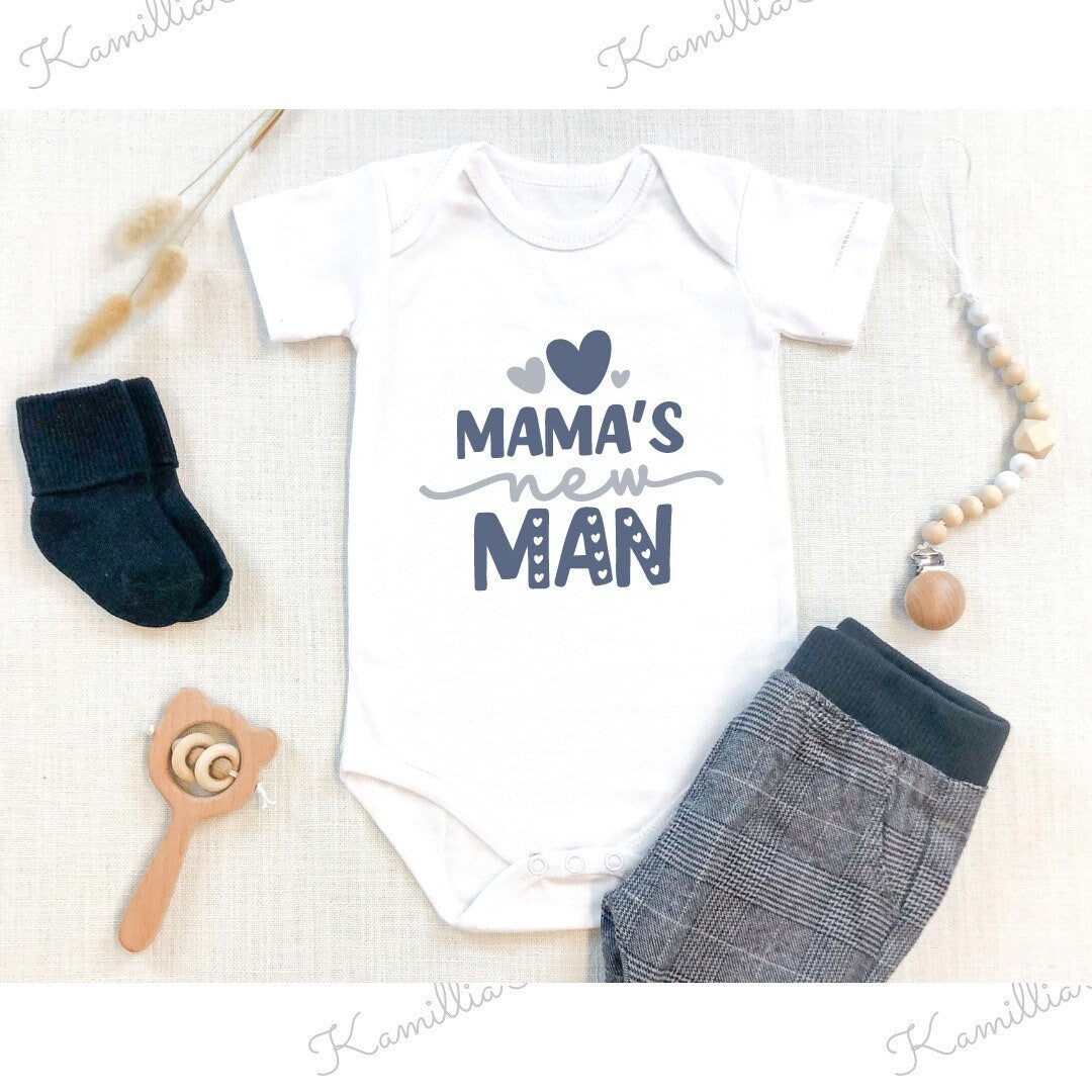 Mama’s New Man - Baby Vest | Baby Boy | Newborn | New Baby | Personalised Vests | Special | Keepsake | Customised | Baby Gift | Baby Shower