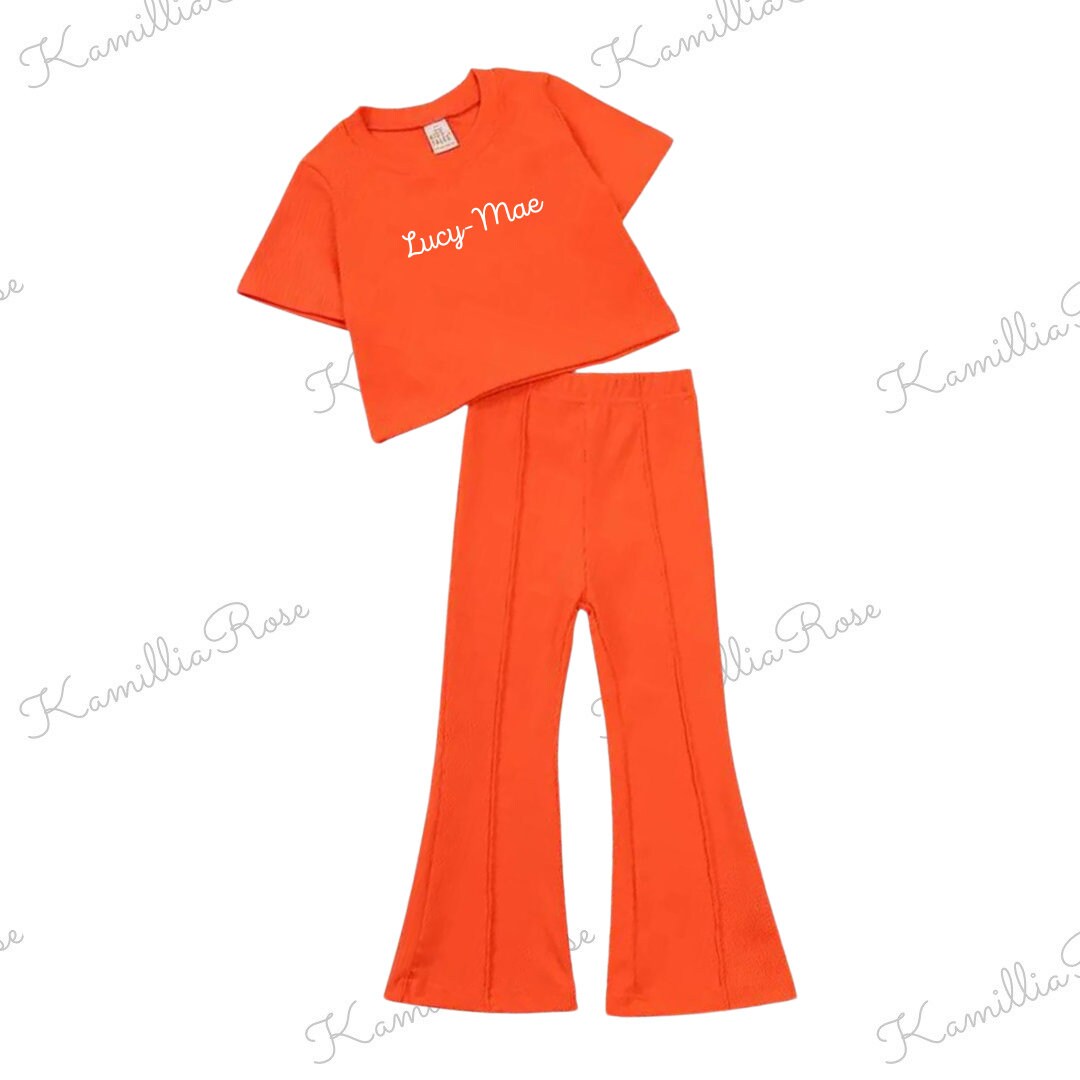 Kids Top & Flares Co-Ord Set - Girls Occasion Wear | Matching Set | Smart | Personalised | Trending | Fashionable | Bright Summer Outfit