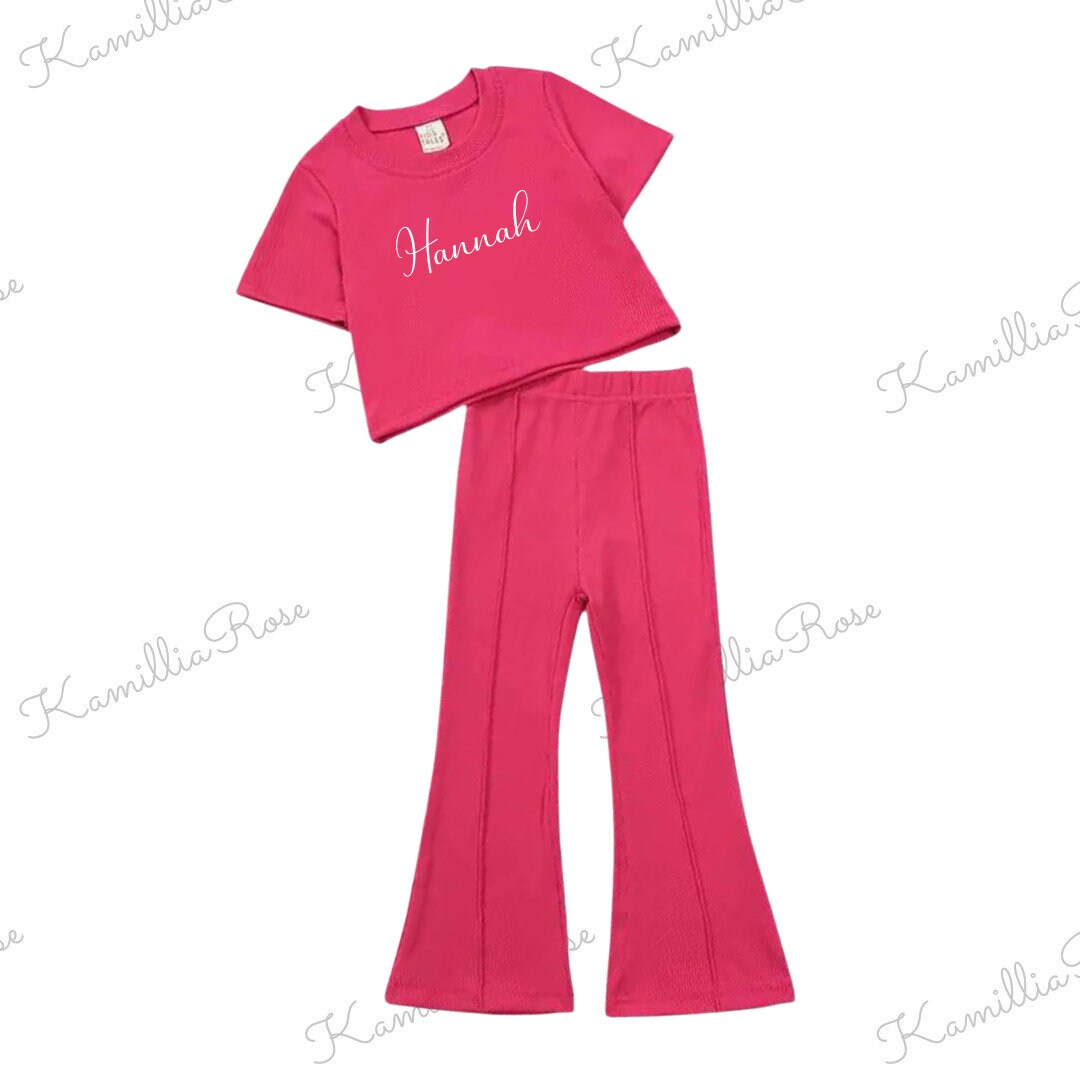 Kids Top & Flares Co-Ord Set - Girls Occasion Wear | Matching Set | Smart | Personalised | Trending | Fashionable | Bright Summer Outfit