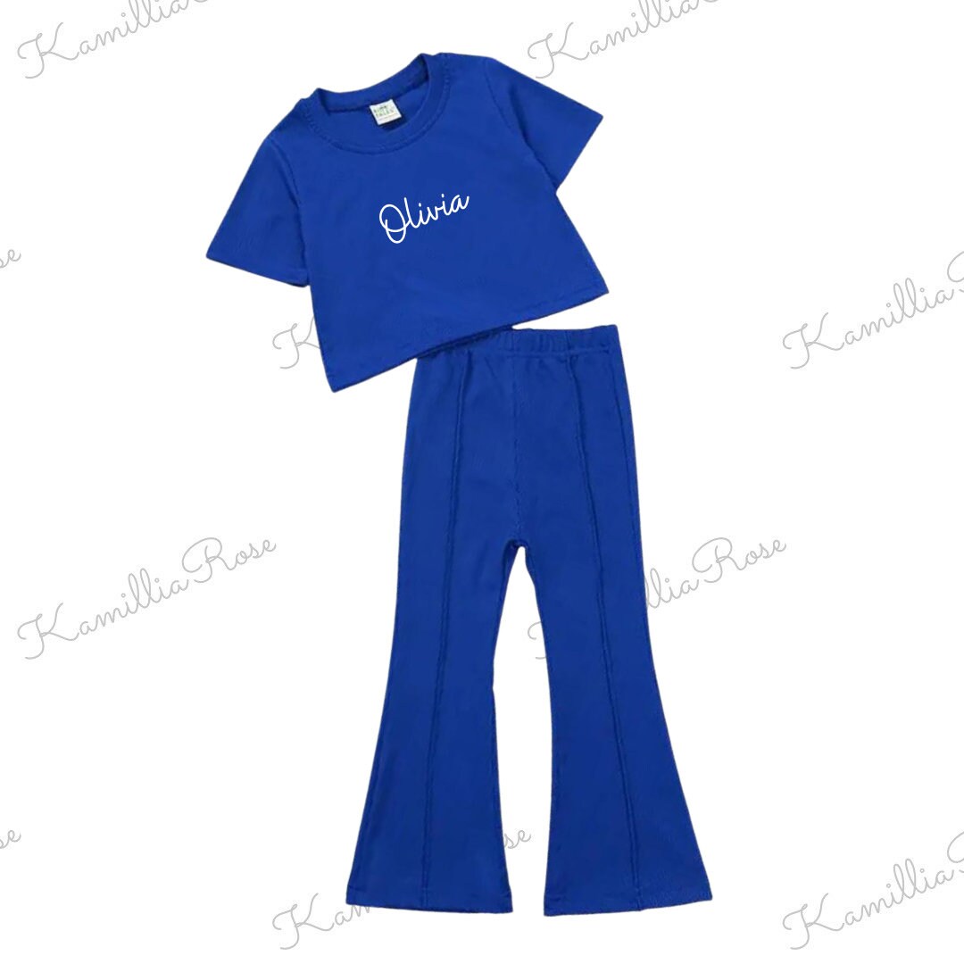 Kids Top & Flares Co-Ord Set - Girls Occasion Wear | Matching Set | Smart | Personalised | Trending | Fashionable | Bright Summer Outfit