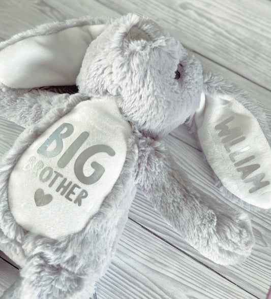 Personalised Bunny Big Brother/ Sister & Little Brother/ Sister Teddy - Special Keepsake Gift, Big Sis, Big Bro, Little Bro, Little Sis