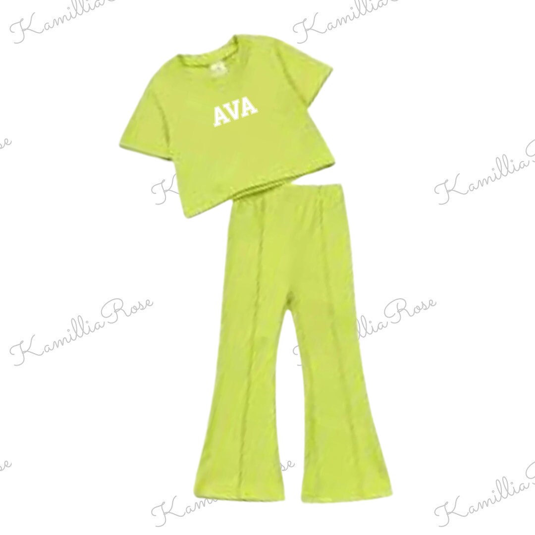 Kids Top & Flares Co-Ord Set - Girls Occasion Wear | Matching Set | Smart | Personalised | Trending | Fashionable | Bright Summer Outfit