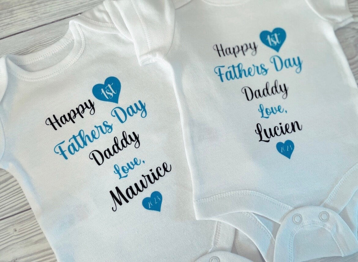 Happy 1st Fathers Day Daddy - Baby Vest, Baby Boy, Baby Girl, Newborn, Unisex, Personalised, Keepsake, Pregnancy Announcement, New Baby