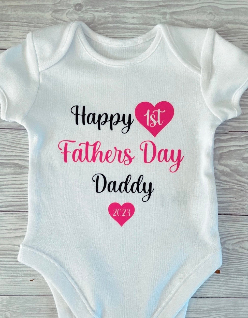 Happy 1st Fathers Day Daddy - Baby Vest, Baby Boy, Baby Girl, Newborn, Unisex, Personalised, Keepsake, Pregnancy Announcement, New Baby