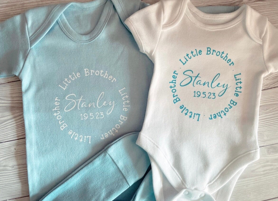 Little Sister Two Piece Set - First Outfit | Baby Sleepsuit/ Babygrow/ Onesie/ Romper | Hat | Personalised | Special | Keepsake