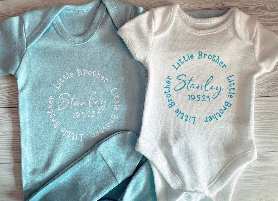 Little Sister Two Piece Set - First Outfit | Baby Sleepsuit/ Babygrow/ Onesie/ Romper | Hat | Personalised | Special | Keepsake