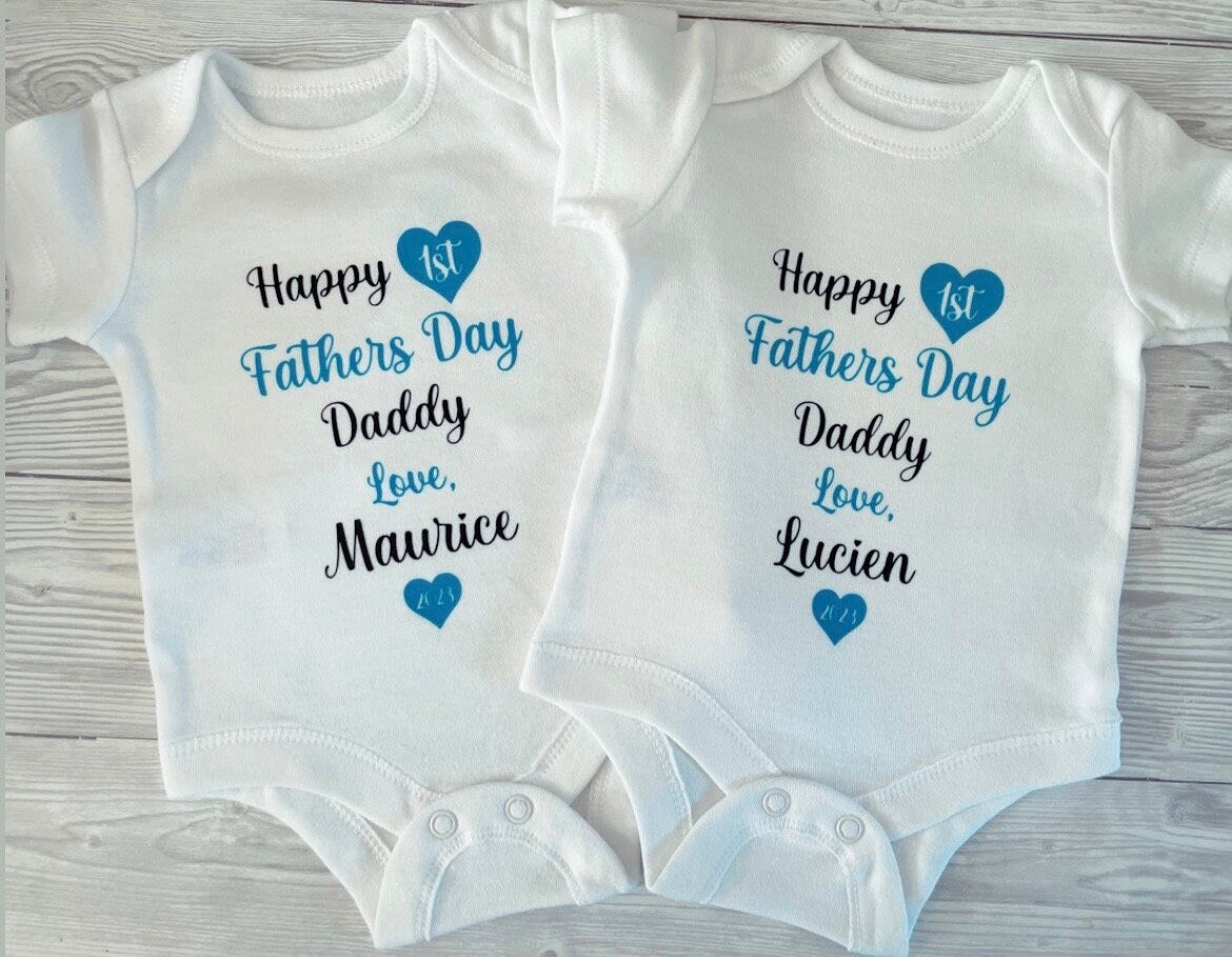 Happy 1st Fathers Day Daddy - Baby Vest, Baby Boy, Baby Girl, Newborn, Unisex, Personalised, Keepsake, Pregnancy Announcement, New Baby