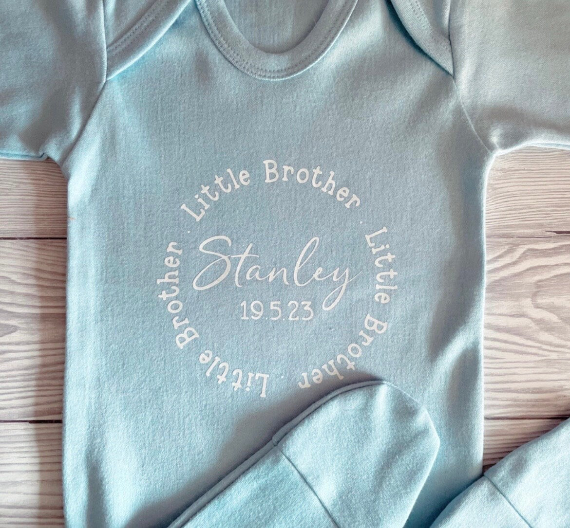 Little Sister Two Piece Set - First Outfit | Baby Sleepsuit/ Babygrow/ Onesie/ Romper | Hat | Personalised | Special | Keepsake