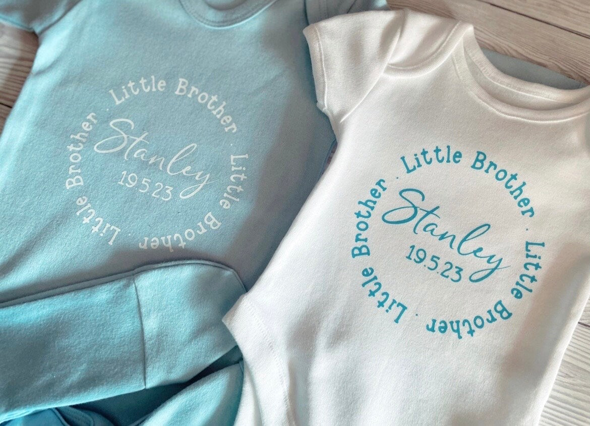 Little Sister Two Piece Set - First Outfit | Baby Sleepsuit/ Babygrow/ Onesie/ Romper | Hat | Personalised | Special | Keepsake