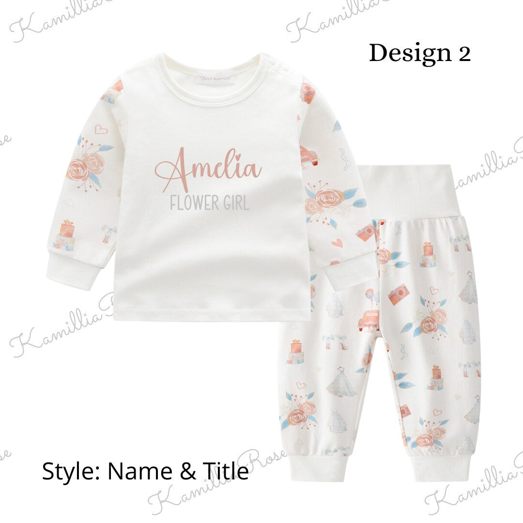 Personalised Wedding Theme - Lounge Set, “Just Married” Loungewear, Matching, Family, Toddler, Children, Bride, Bridesmaid, Flower Girl