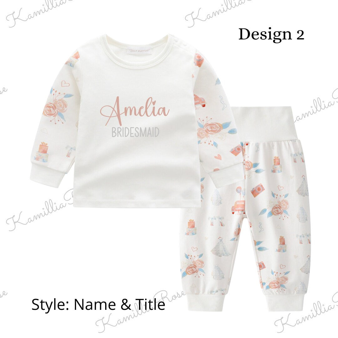 Personalised Wedding Theme - Lounge Set, “Just Married” Loungewear, Matching, Family, Toddler, Children, Bride, Bridesmaid, Flower Girl