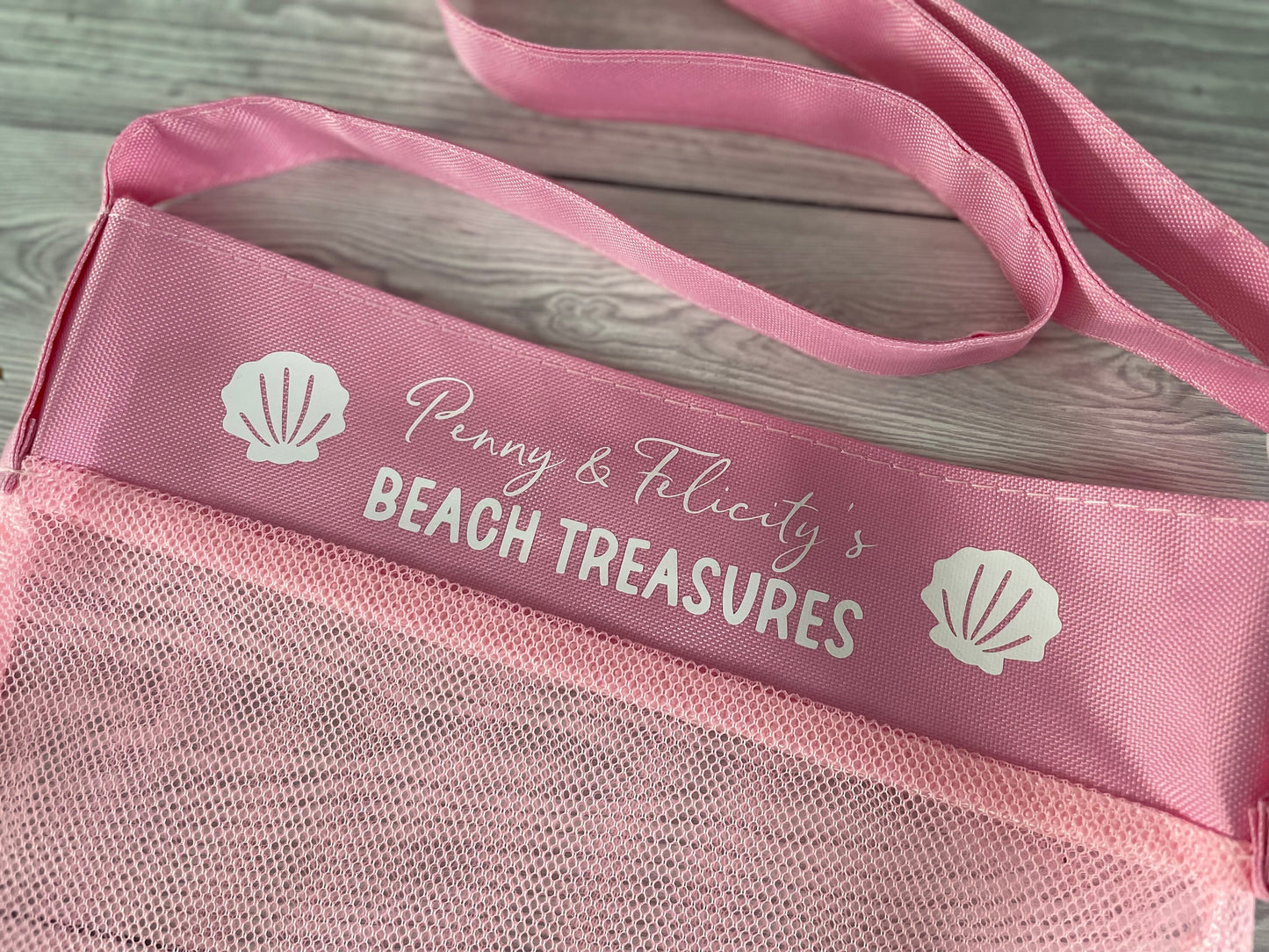 Kids Personalised Shell Bags - Beach, Holiday, Seaside, Summer Fun, Shell Collection, Beach Treasures, Children, Unisex, Sea