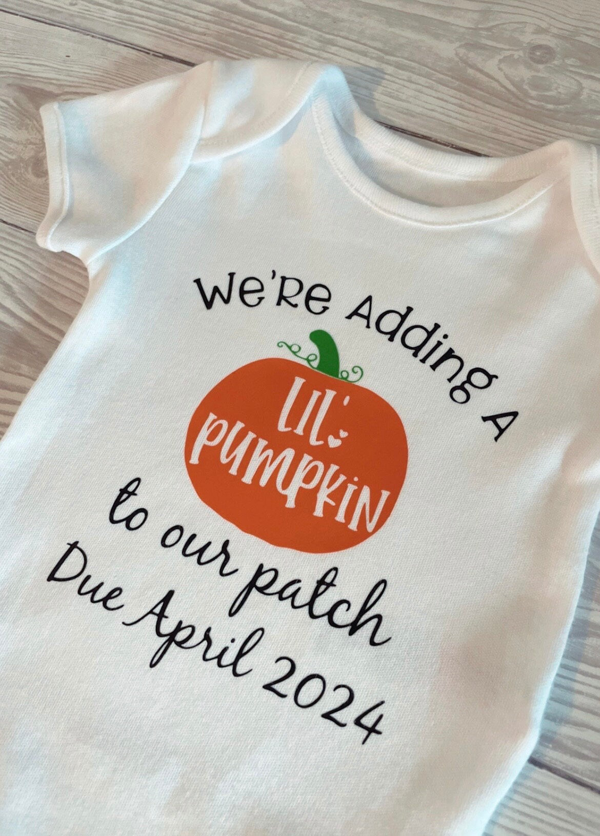 We’re adding a Little Pumpkin to our Patch - Personalised Baby Vest, Unisex, Keepsake, Halloween, Lil’ Pumpkin, Pregnancy Announcement