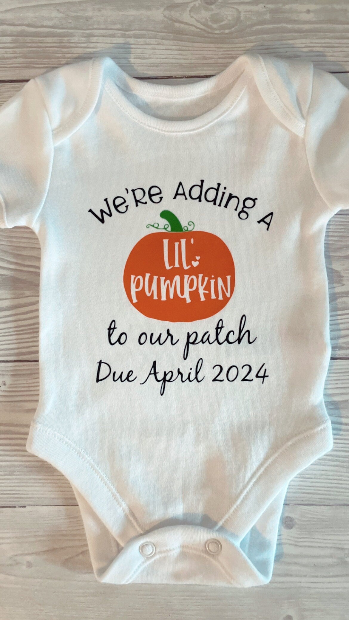 We’re adding a Little Pumpkin to our Patch - Personalised Baby Vest, Unisex, Keepsake, Halloween, Lil’ Pumpkin, Pregnancy Announcement