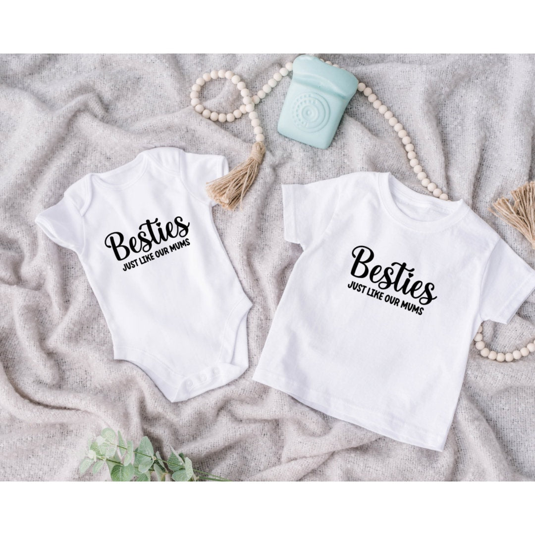 Besties just like our Mums | Baby Vest | Matching | Best Friends | Unisex | Besties | Personalised Vests | Multiple Sizes | Customised