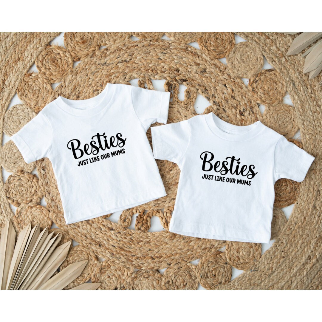 Besties just like our Mums | Baby Vest | Matching | Best Friends | Unisex | Besties | Personalised Vests | Multiple Sizes | Customised