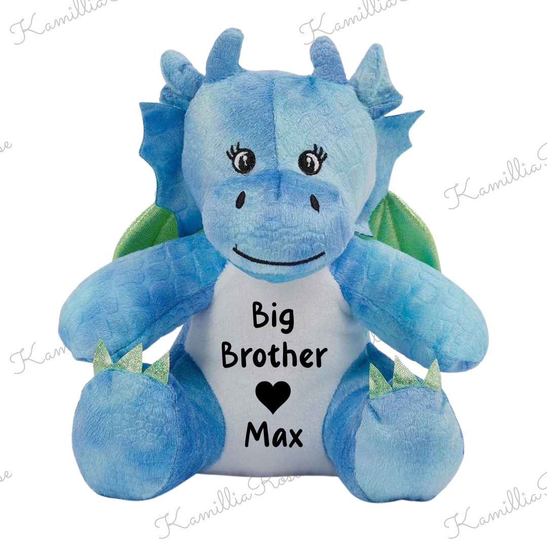 Personalised Dragon Big Brother/ Cousin & Little Brother/ Cousin Teddy - Special Keepsake Gift, Big Sis, Big Bro, Little Bro, Little Sis