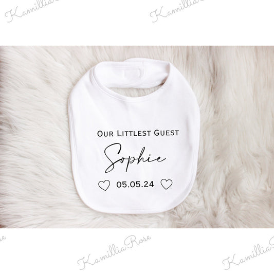 Our Littlest Guest Baby Bib - Wedding Day, Little Guest, Special, Keepsake, Baby Gift, Flower Girl, Page Boy, Bridesmaid, Personalised Bib