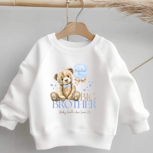 Promoted to Big Brother - Sweatshirt Jumper, Fashion, Trending, Children’s Sweater, Jumper, Special Gift, Baby Brother, Baby Sister, Sibling