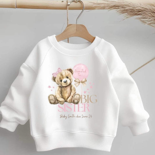 Promoted to Big Sister - Sweatshirt Jumper, Fashion, Trending, Children’s Sweater, Jumper, Special Gift, Baby Brother, Baby Sister, Siblings