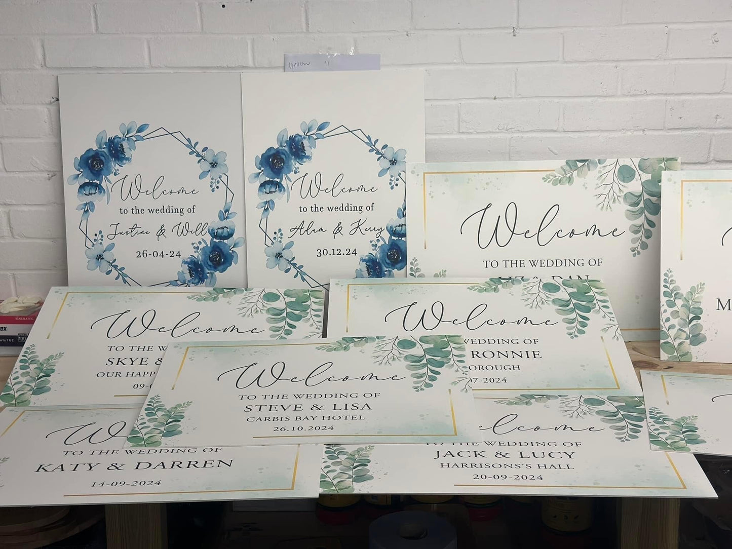 Personalised Eucalyptus with Gold Border Wedding Welcome Sign - Printed Wedding Sign, Wedding Day, Trending, Guests Welcome Sign