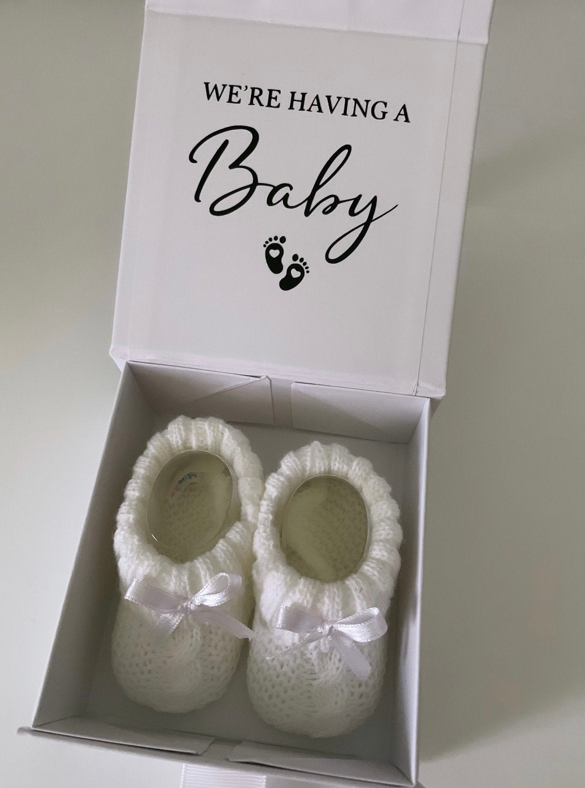 Happy Mothers Day - Pregnancy Announcement Baby Booties Gift Box Set - Grandparents, Nanny, Baby Reveal Idea, Knitted Baby Booties, Keepsake