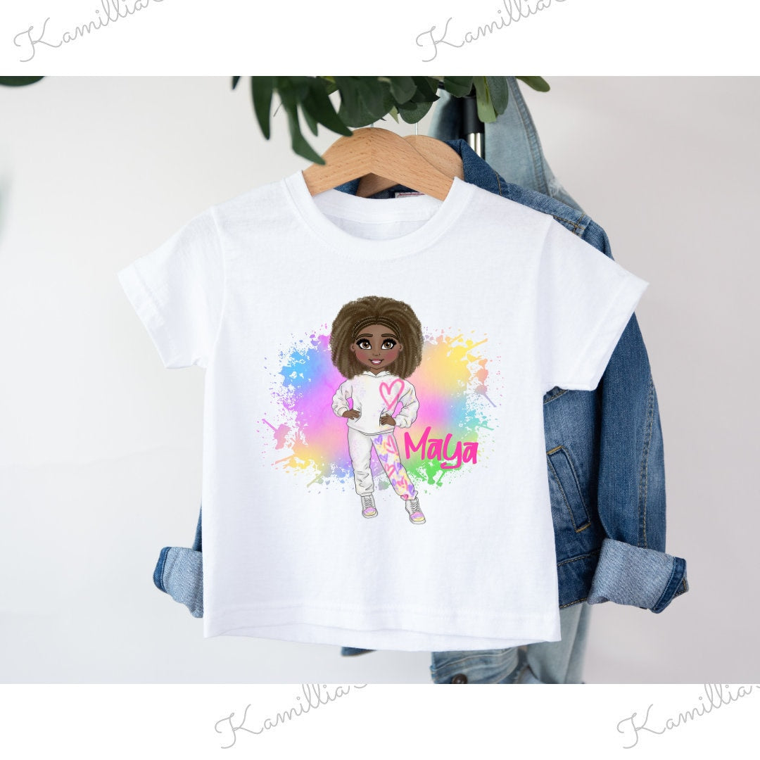 Personalised Girl Graffiti Character - T-Shirts, Jumper, Hoody, Matchings Kids, Unisex, Trending, Doll Art