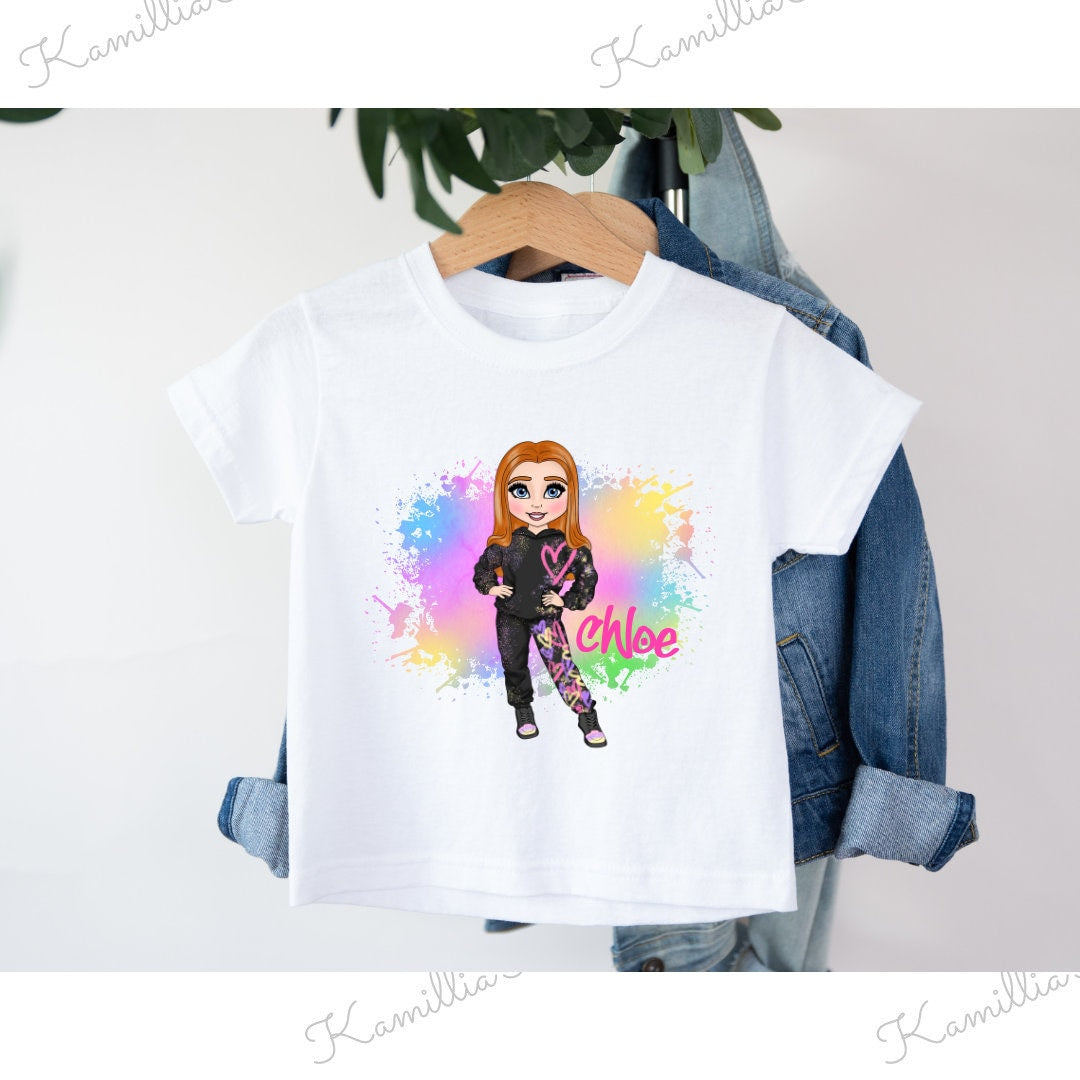 Personalised Girl Graffiti Character - T-Shirts, Jumper, Hoody, Matchings Kids, Unisex, Trending, Doll Art