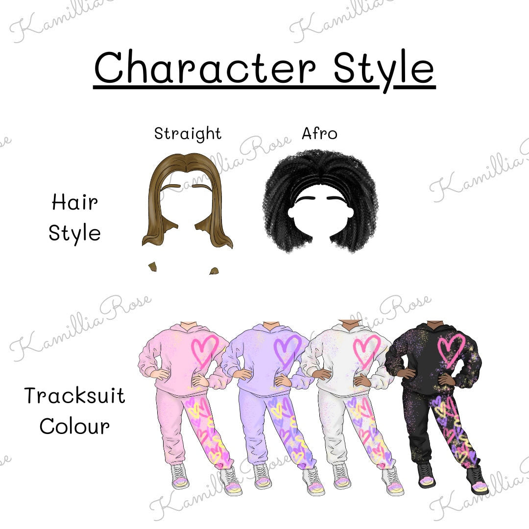 Personalised Girl Graffiti Character - T-Shirts, Jumper, Hoody, Matchings Kids, Unisex, Trending, Doll Art