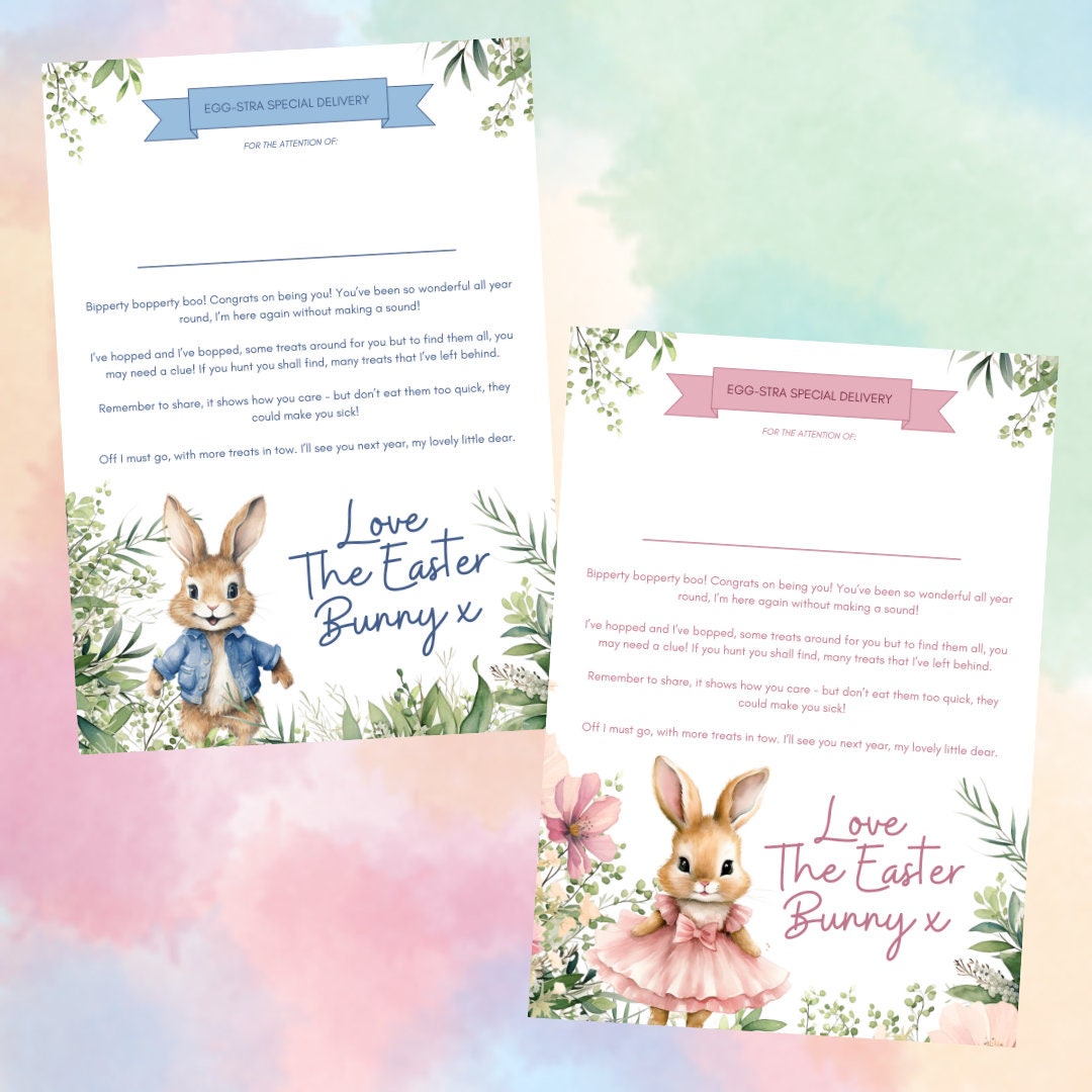 Personalised Easter Bunny Certificate, Letter from the Easter Rabbit, Easter Gift Box, Easter Box Filler, Easter Crate Filler