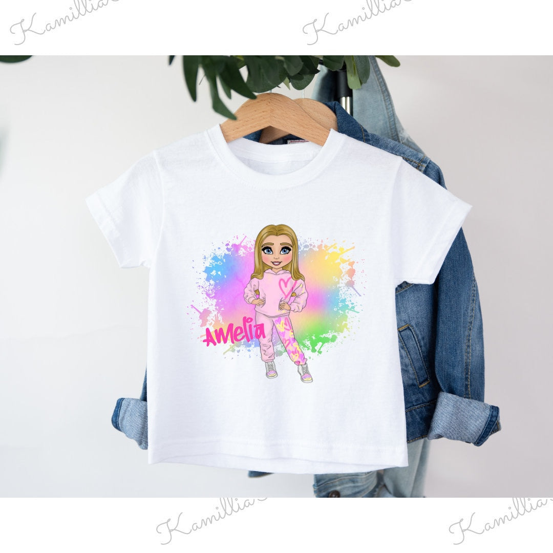 Personalised Girl Graffiti Character - T-Shirts, Jumper, Hoody, Matchings Kids, Unisex, Trending, Doll Art